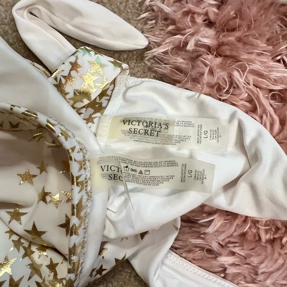 Victoria Secret White & Gold Star ⭐️ bikini Set Size L 8/10 Glam 4th of July! - Picture 5 of 9